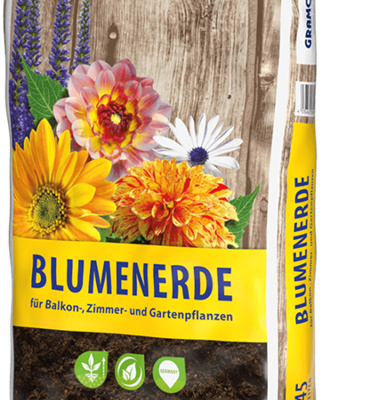 Saco de 45L de Blumenerde de Grahoflor, sustrato universal con arcilla natural y fibra de madera para plantas de interior, terraza y balcón