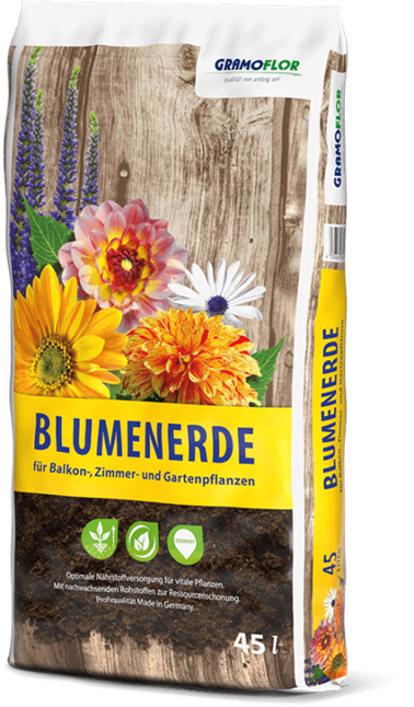 Saco de 45L de Blumenerde de Grahoflor, sustrato universal con arcilla natural y fibra de madera para plantas de interior, terraza y balcón