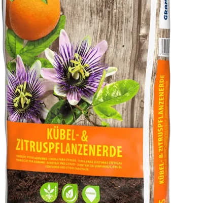 Saco de 45L de Kübel- & Zitruspflanzenerde de Grahoflor, sustrato para cítricos y arbustos en macetas y contenedores