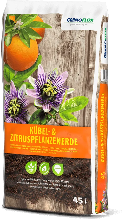 Saco de 45L de Kübel- & Zitruspflanzenerde de Grahoflor, sustrato para cítricos y arbustos en macetas y contenedores