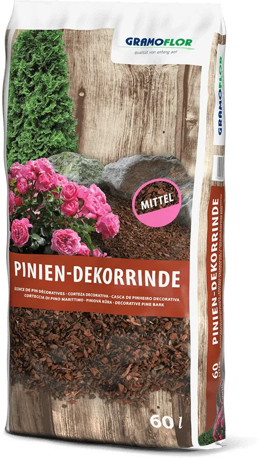 Saco de 60L de Pinien-Dekorrinde Mittel de Grahoflor, corteza de pino decorativa de granulometría media para jardín
