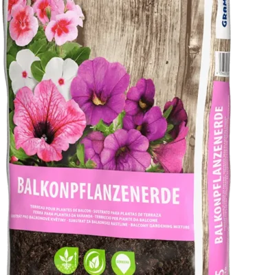 Saco de 45L de Balkonpflanzerde de Grahoflor, sustrato para jardineras y balcones con geranios, petunias y plantas de flor