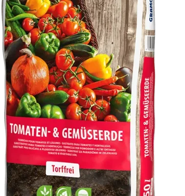 Saco de 50L de TOMATEN- & GEMÜSEERDE de Grahoflor, sustrato sin turba para tomates, pimientos y hortalizas